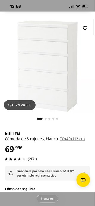 Cómoda 5 cajones negra