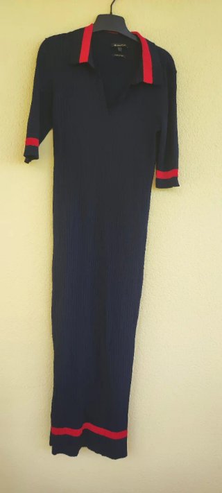 Vestido Massimo Dutti punto azul y rojo