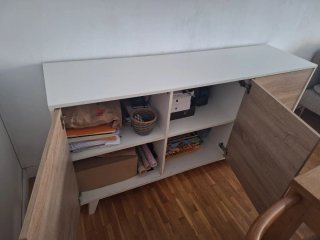 Cómoda 3 puertas madera y blanca