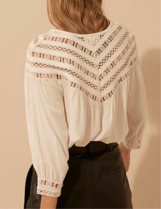 Blusa Ba&sh blanca con encaje