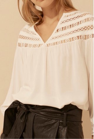 Blusa Ba&sh blanca con encaje