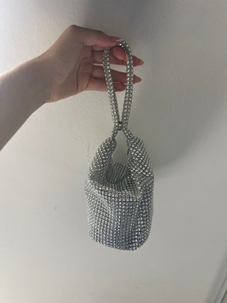 Bolso fiesta pedrería plateado