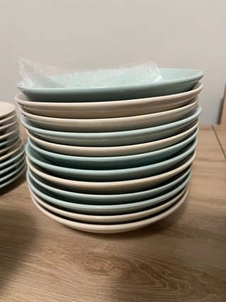 Vajilla El Corte Inglés beige y verde