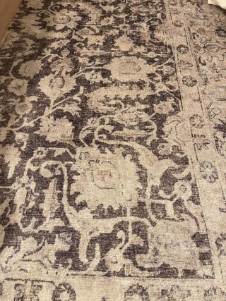 Alfombra Vintage Lavable Beige y Marrón