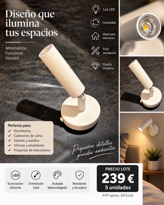 Pack 5 Focos LED Orientables Blancos