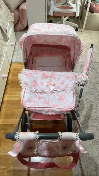 Carrello per Bambole Reborn Rosa da Collezione