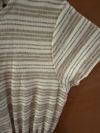 Mono Zara niña rayas beige y blanco. 152cm