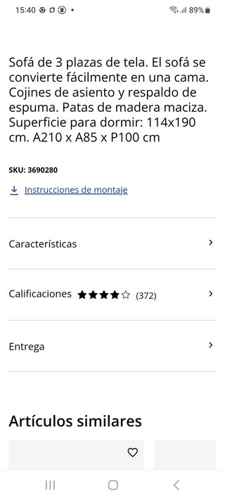 Sofá cama HARNDRUP 3 plazas