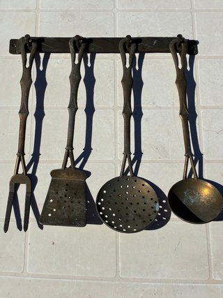 Set Bronzo Utensili Cucina Vintage