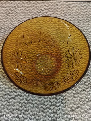 Ensaladera Vintage Vereco Francia - Cristal Ámbar