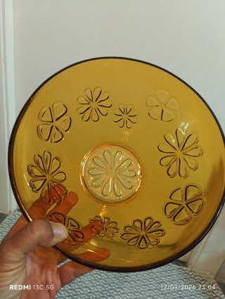 Ensaladera Vintage Vereco Francia - Cristal Ámbar