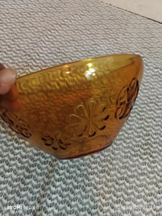Ensaladera Vintage Vereco Francia - Cristal Ámbar