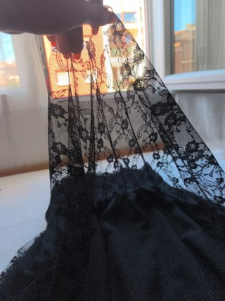 Vestido fiesta negro encaje talla M