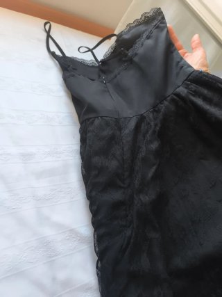 Vestido fiesta negro encaje talla M