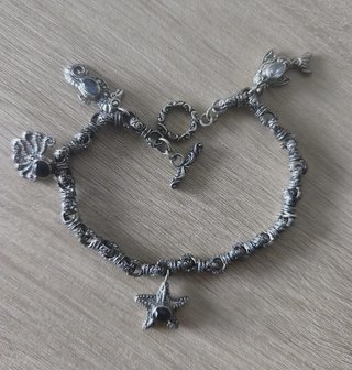 925 Sterling Silver Bali Marine Charm Anklet