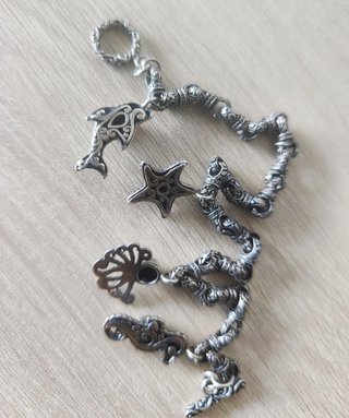 925 Sterling Silver Bali Marine Charm Anklet