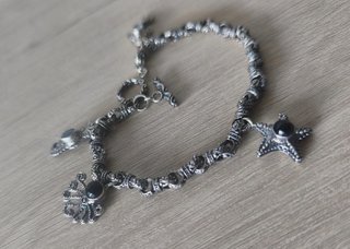 925 Sterling Silver Bali Marine Charm Anklet