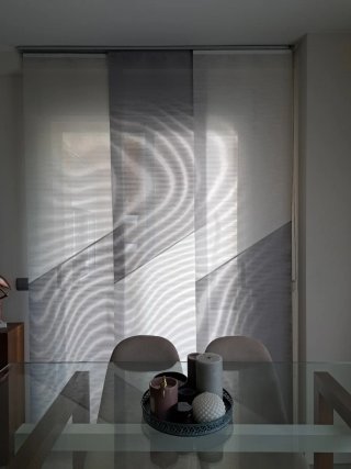 Cortinas Panel Japonés Gris y Blanco ancho 224.