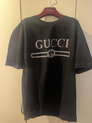 Camiseta Gucci Negra Brillantes Talla M, valida L