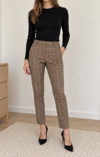 Pantalones Mango cuadros marron/Burdeos