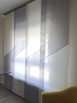 Cortinas Panel Japonés Gris y Blanco