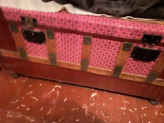 Baúl vintage tela y madera