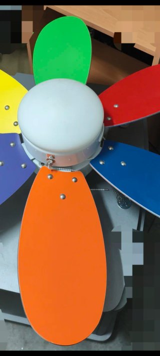 Ventilador de techo con luz y 5 aspas de colores