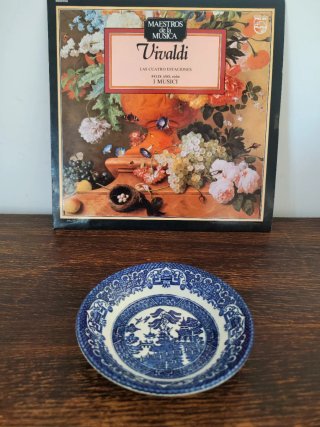 Cuenco inglés vintage azul y blanco