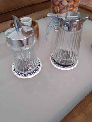 Juego de café vintage cristal y metal