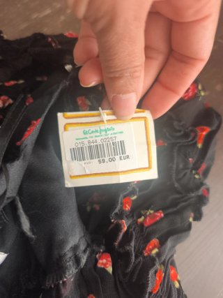 Vestido fiesta El Corte Inglés negro/rojo
