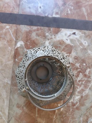 Portavelas decorativo plateado metal