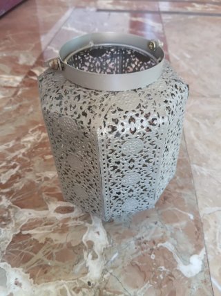 Portavelas decorativo plateado metal