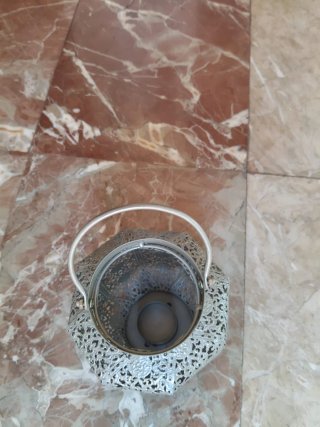 Portavelas decorativo plateado metal