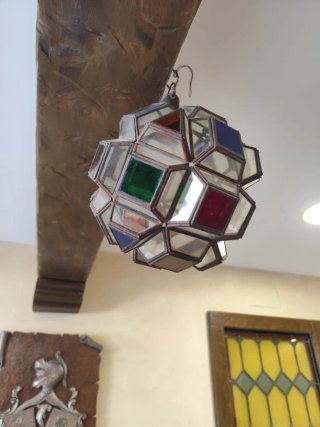 Lámpara árabe de cristal y metal