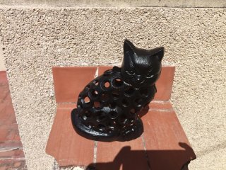 Portavelas Gato Hierro Negro