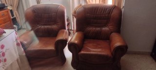 Sofá 3 plazas y 2 sillones piel