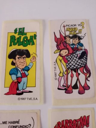 Cromo chicles TVE 1 2 3 El pulga y el Linterna.