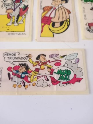 Cromo chicles TVE 1 2 3 El pulga y el Linterna.