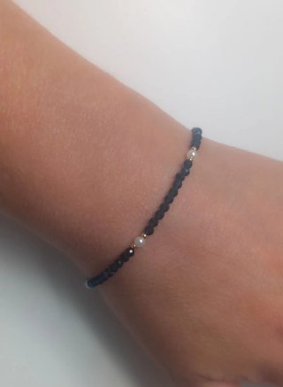 Pulsera cristal facetado y perlas naturales