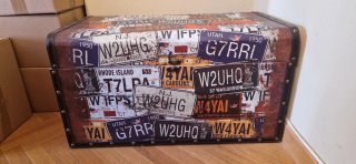 Baúl Decorativo Estilo Vintage Placas Coche