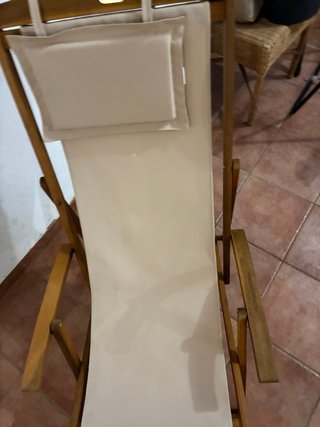 Hamaca de madera y tela beige