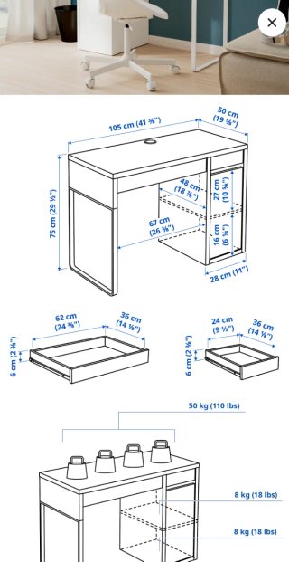 Escritorio blanco Ikea Micke