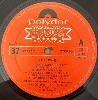 THE WHO VINILO LP MUSICS ROCK 1982