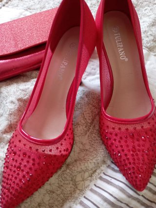 Zapatos y bolso fiesta rojos TULIPANO talla 38