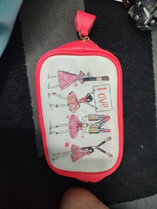 Estuche maquillaje rosa y blanco