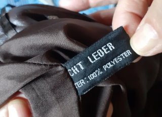 Falda pantalón en piel, marrón