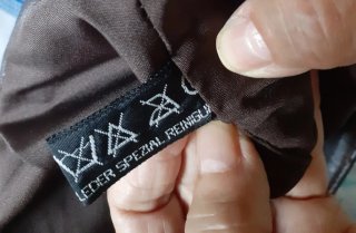 Falda pantalón en piel, marrón