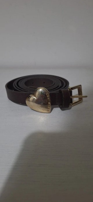 Cintura Twinset Vera Pelle Marrone Cuore Oro