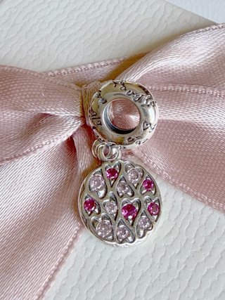 Pandora Charm Corazones Rosa Plata