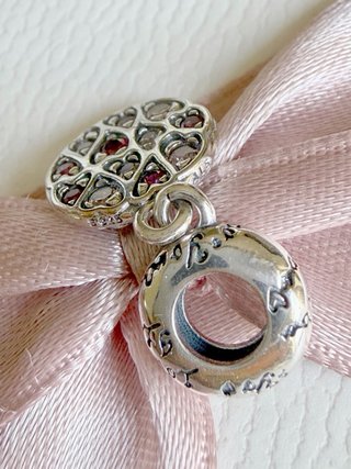 Pandora Charm Corazones Rosa Plata